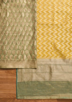 Green Brocade Banarasi Unstitched Suit With Dupatta