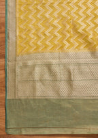 Green Brocade Banarasi Unstitched Suit With Dupatta