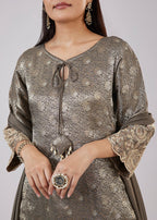 Green Brocade Kurta Set With Bead Work
