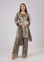 Green Brocade Kurta Set With Bead Work