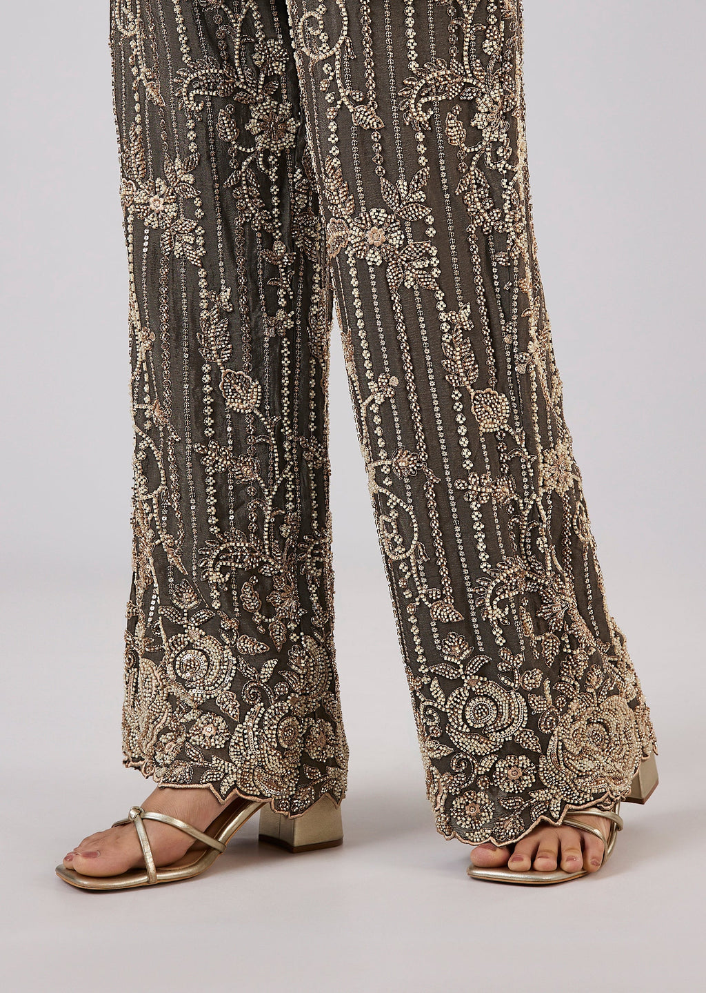 Green Brocade Kurta Set With Bead Work