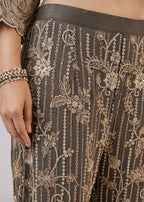 Green Brocade Kurta Set With Bead Work