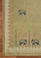 Green Cotton Printed Unstitched Suit With Dupatta