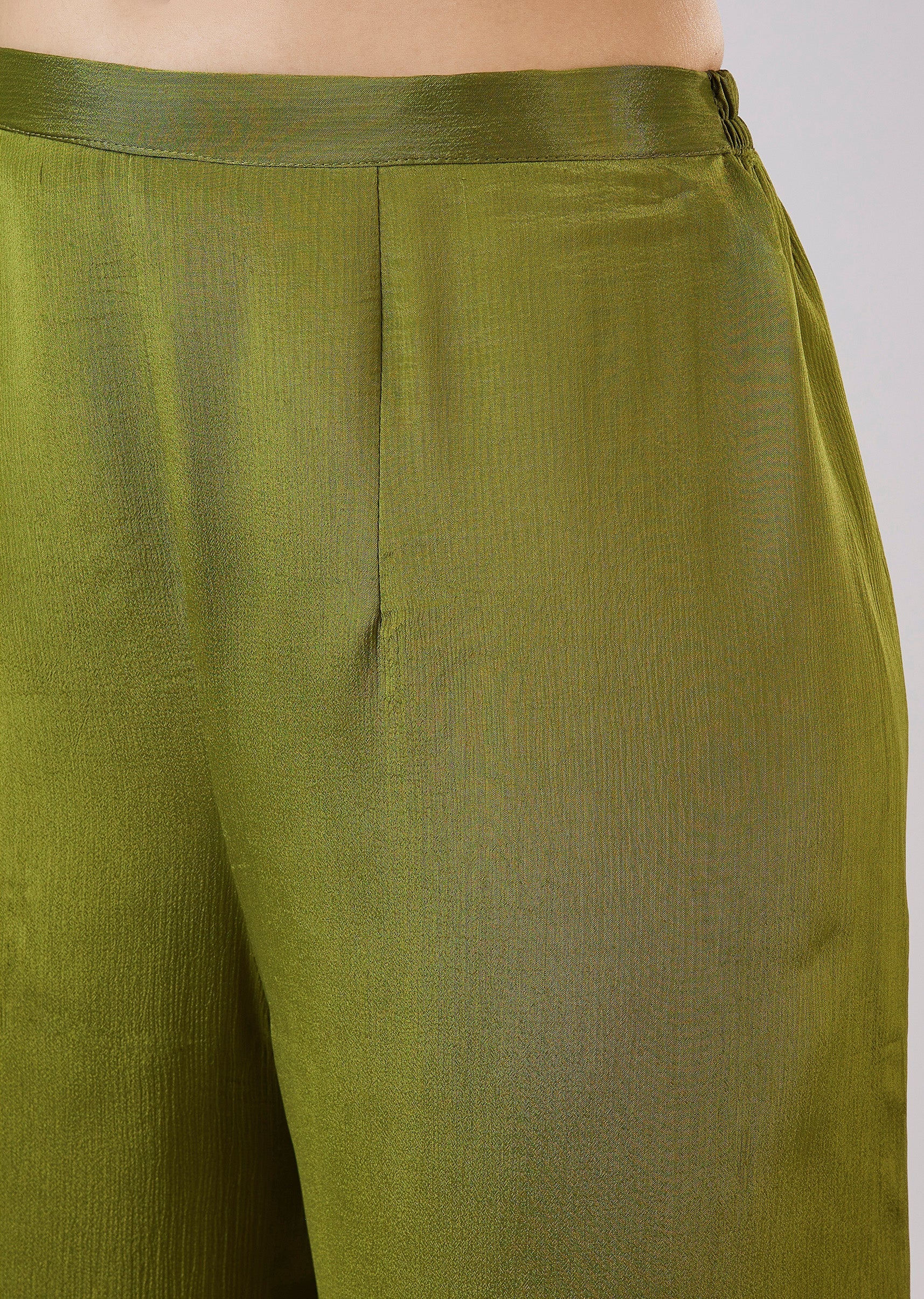 Green Silk Palazzo Set With Zari And Sequins Work