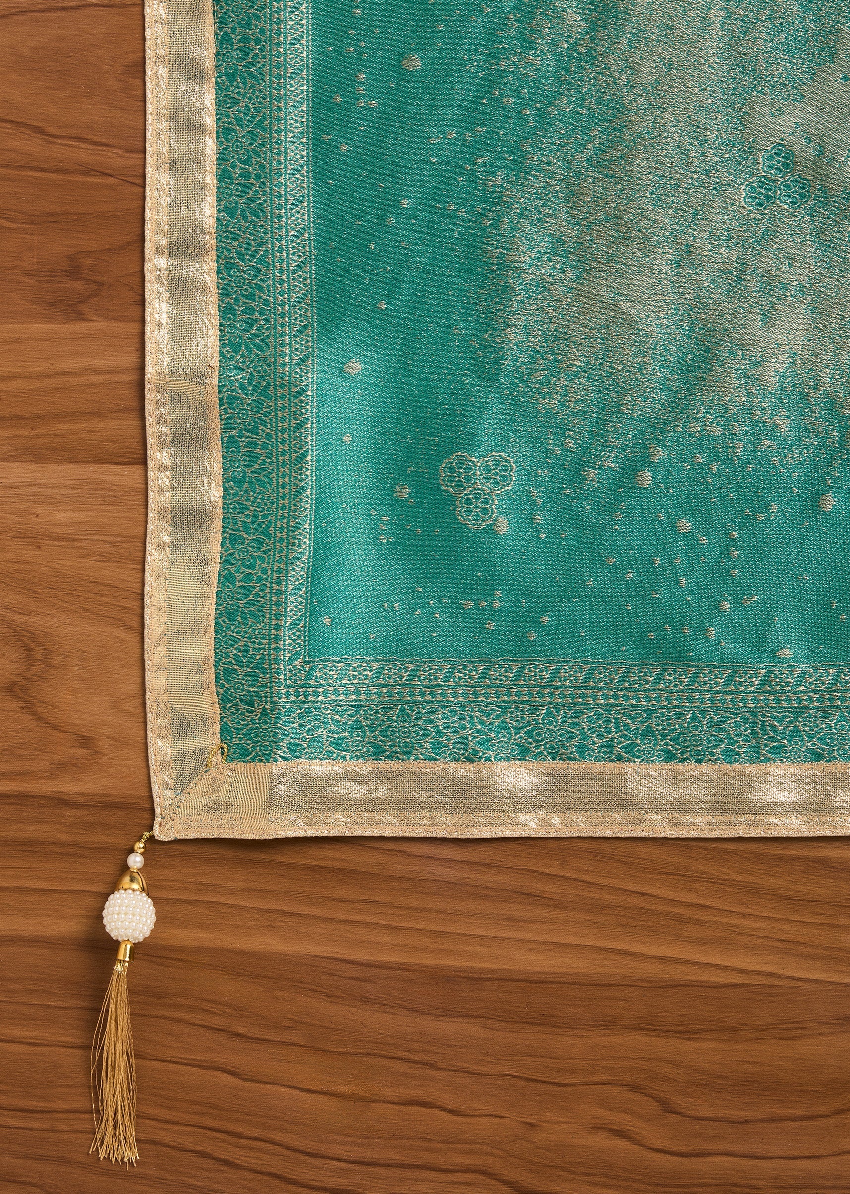 Green Tissue Unstitched Suit Set with Dupatta