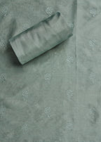Grey Chanderi Printed Unstitched Suit Set