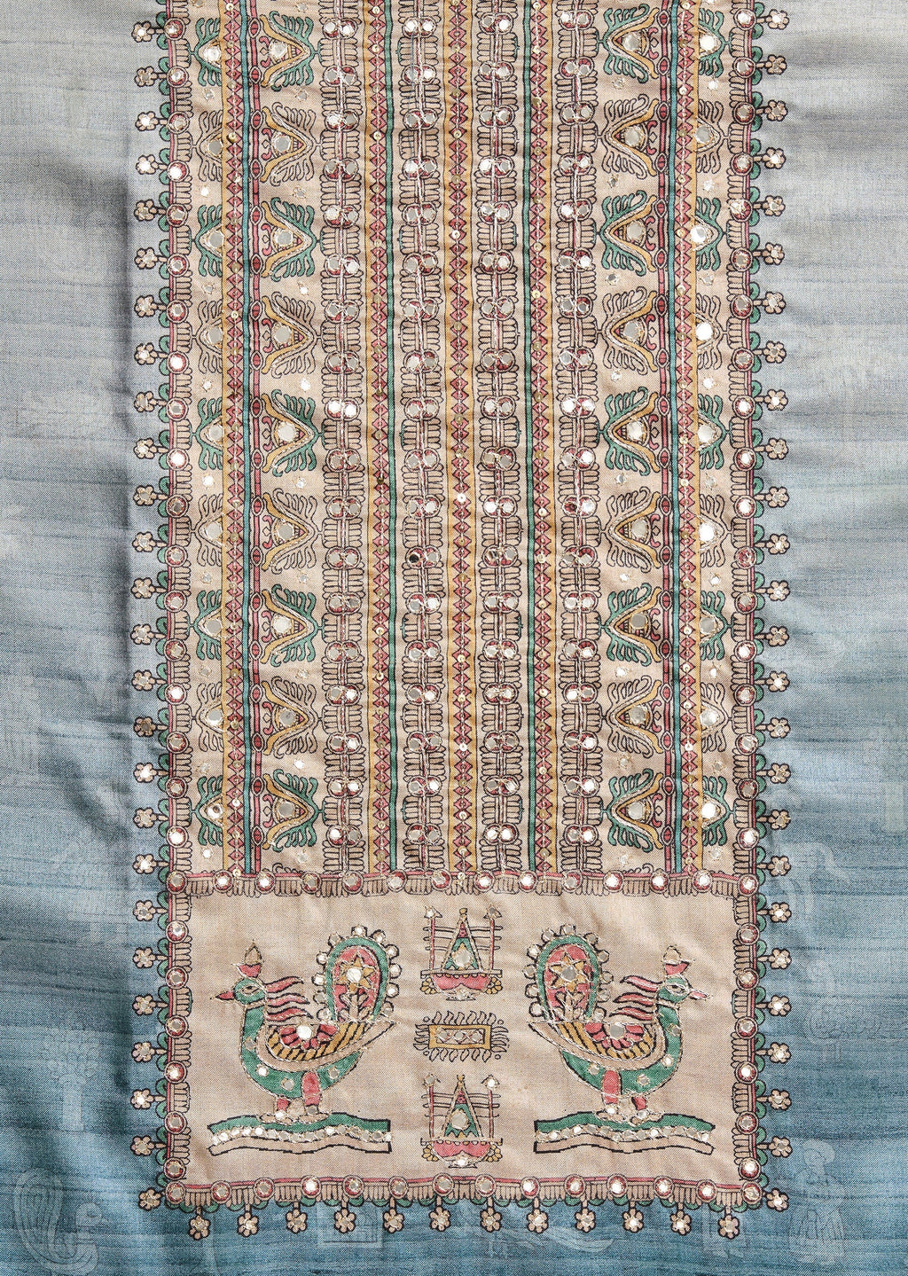 Grey Cotton Unstitched Suit With Dupatta