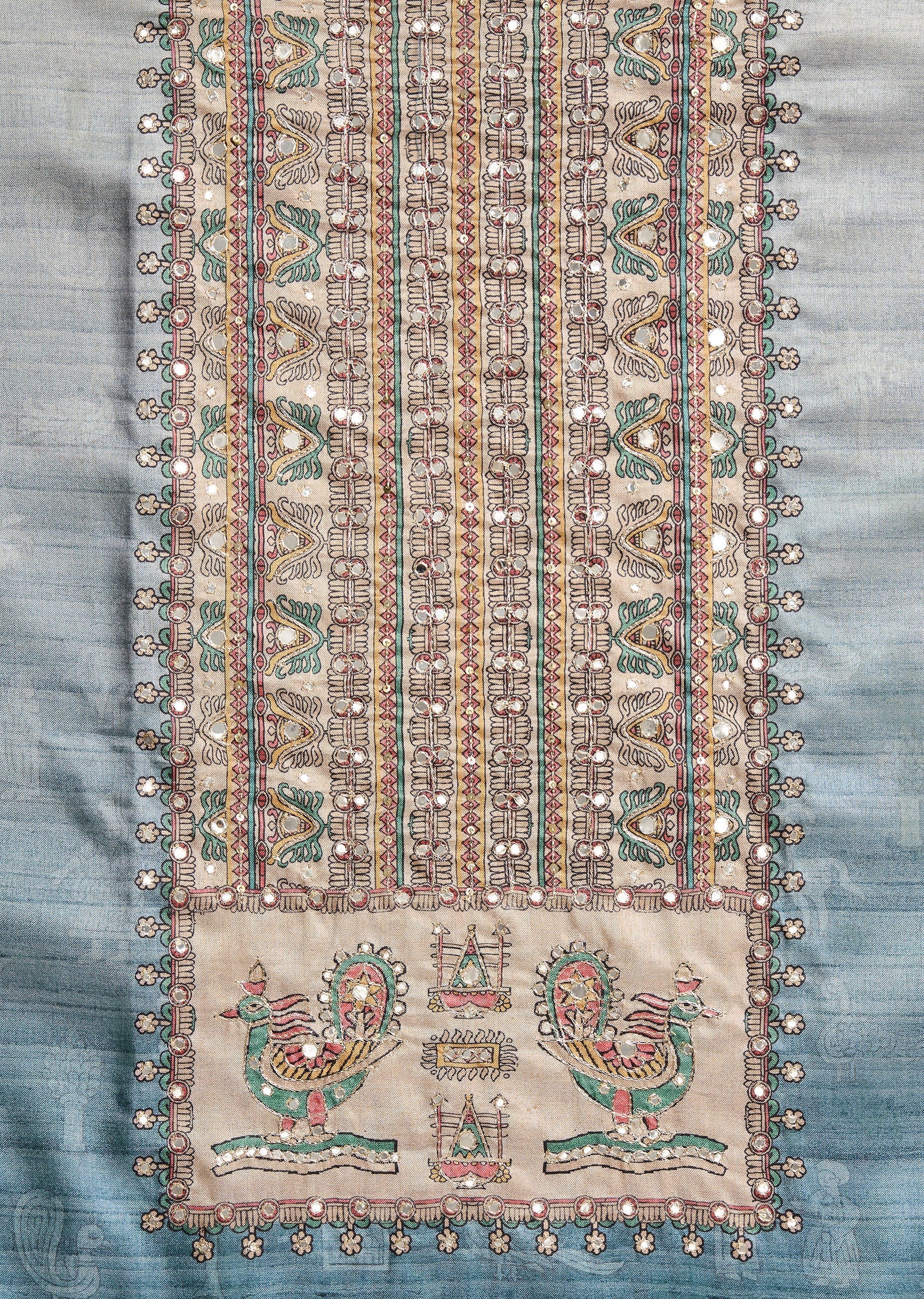 Grey Cotton Unstitched Suit With Dupatta