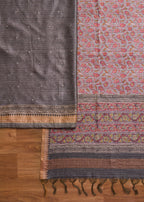 Grey Dola Silk Unstitched Suit Set