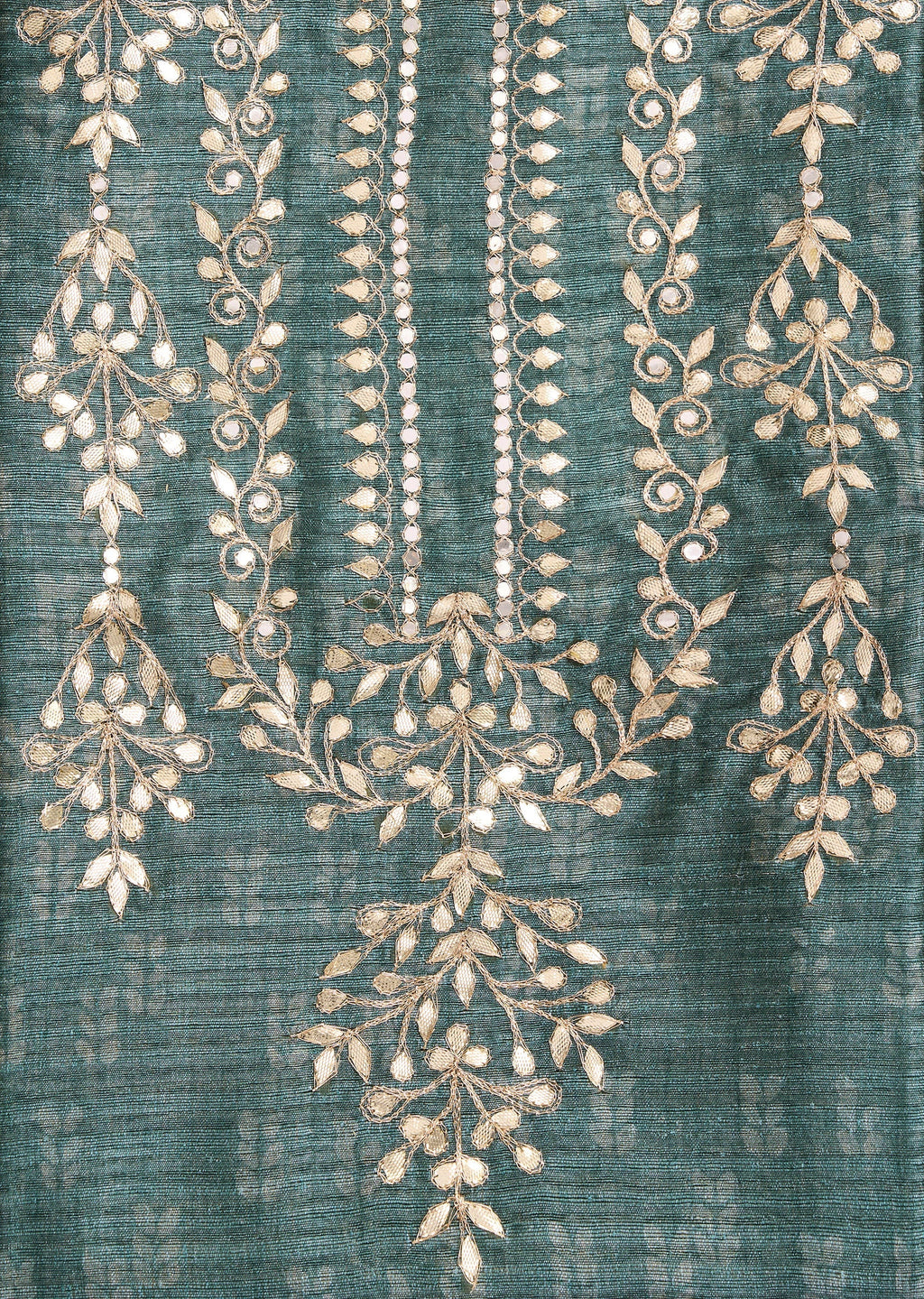 Greyish Blue Tussar Unstitched Suit With Dupatta