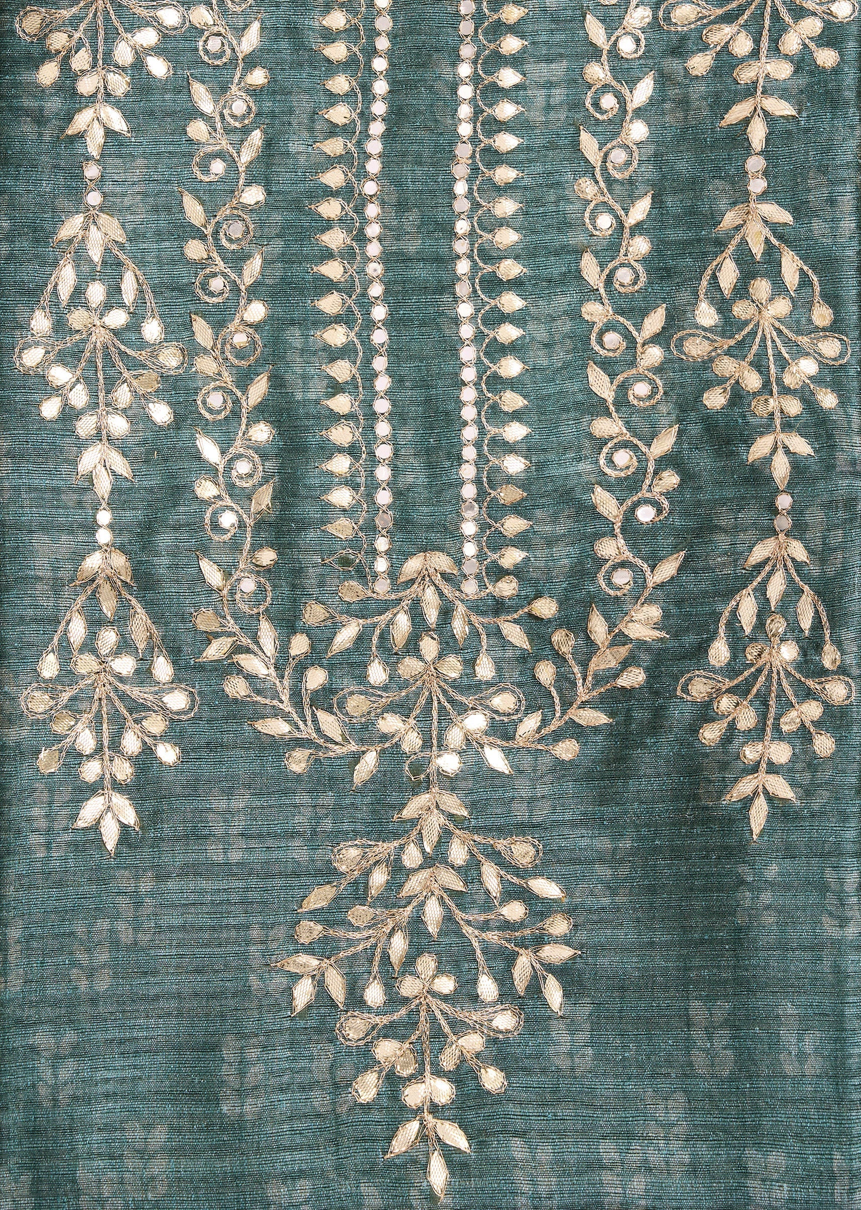 Greyish Blue Tussar Unstitched Suit With Dupatta