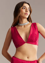 Hot Pink Organza Saree With Stone And Cutdana Embroidery