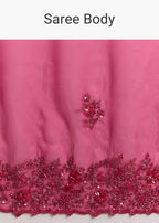 Hot Pink Organza Saree With Stone And Cutdana Embroidery
