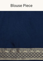 Indigo Blue Saree In Dola Silk With Embroidered Floral Buttas