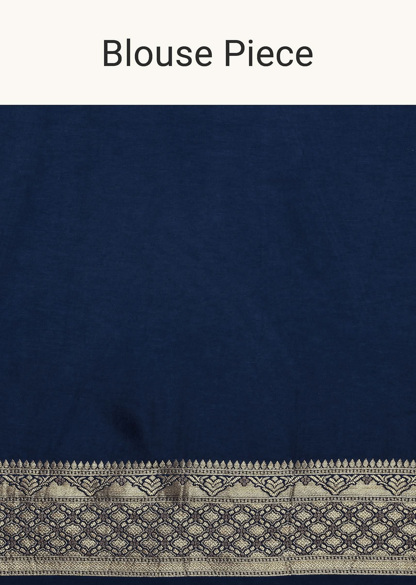 Indigo Blue Saree In Dola Silk With Embroidered Floral Buttas