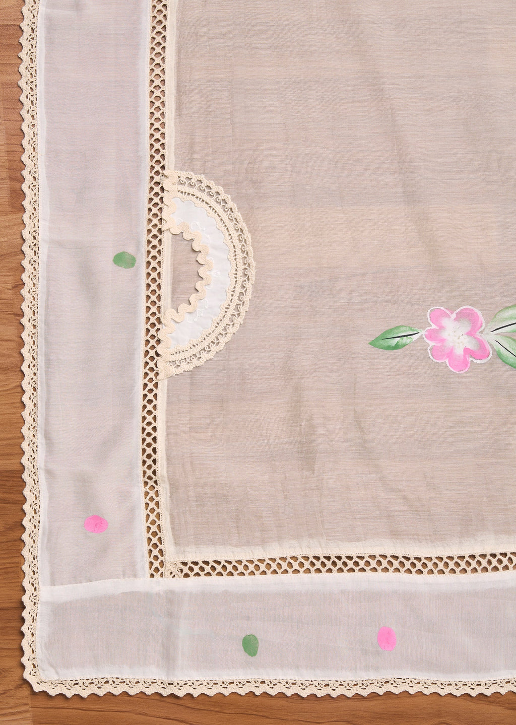 Ivory Chanderi Embroidered Unstitched Suit Set