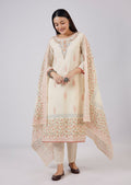 Ivory Cotton Kurta Set With Hand Block Print