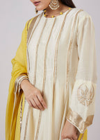 Ivory Cotton Silk Anarkali With Gotta Work