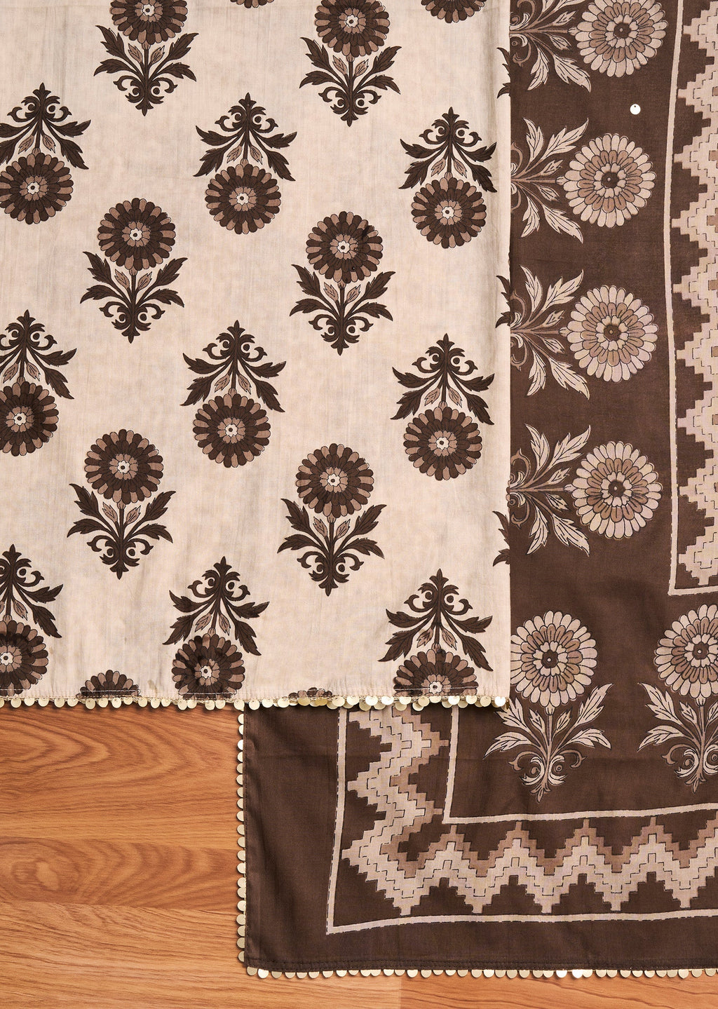 Ivory Cotton Unstitched Suit Set