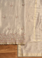 Ivory Crepe Unstitched Suit With Dupatta