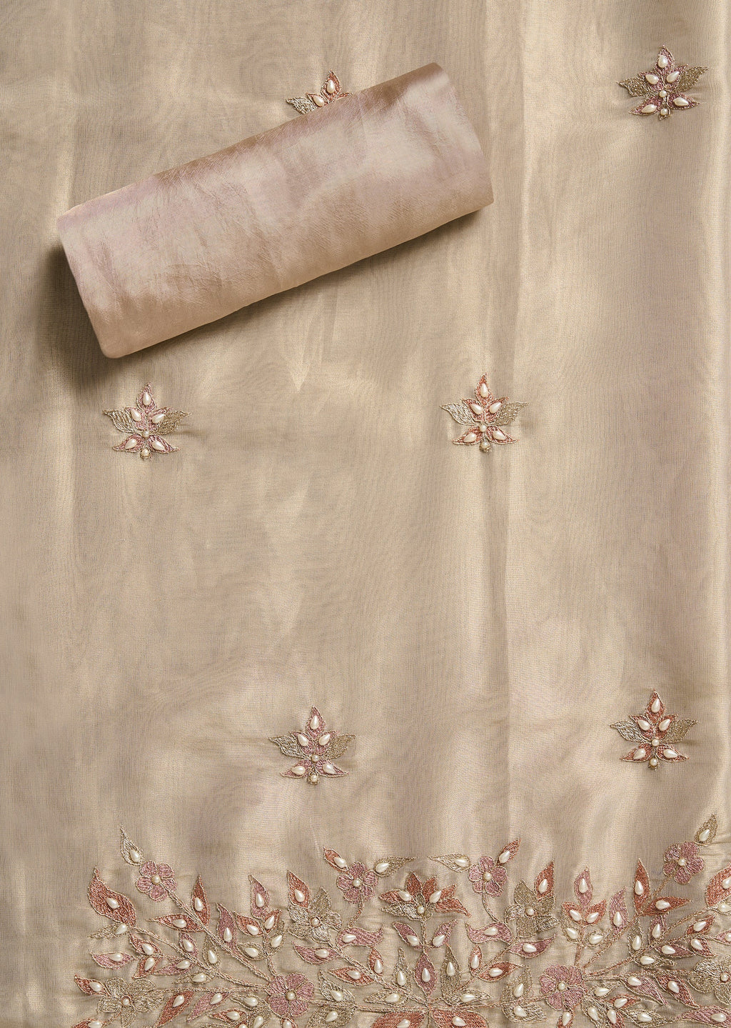 Ivory Crepe Unstitched Suit With Dupatta