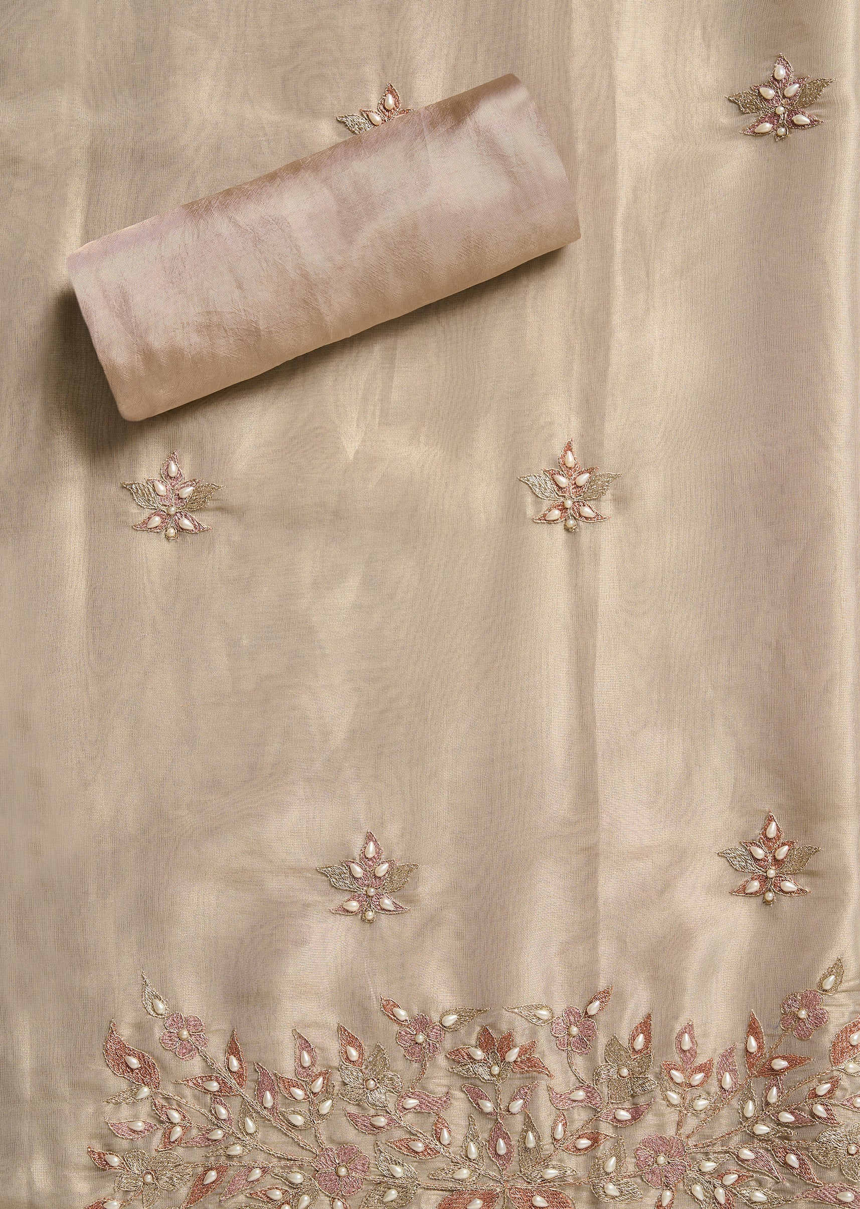 Ivory Crepe Unstitched Suit With Dupatta