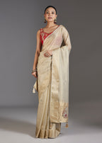 Ivory Tissue Embroidered Saree