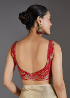 Ivory Tissue Embroidered Saree