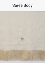 Ivory Tissue Saree With Embroidered Border