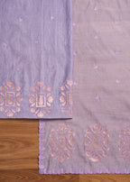 Lavender Chanderi Embroidered Unstitched Suit Set