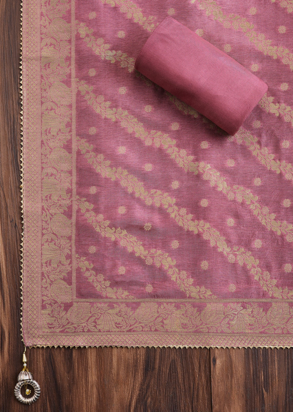 Lavender Chanderi Unstitched Suit