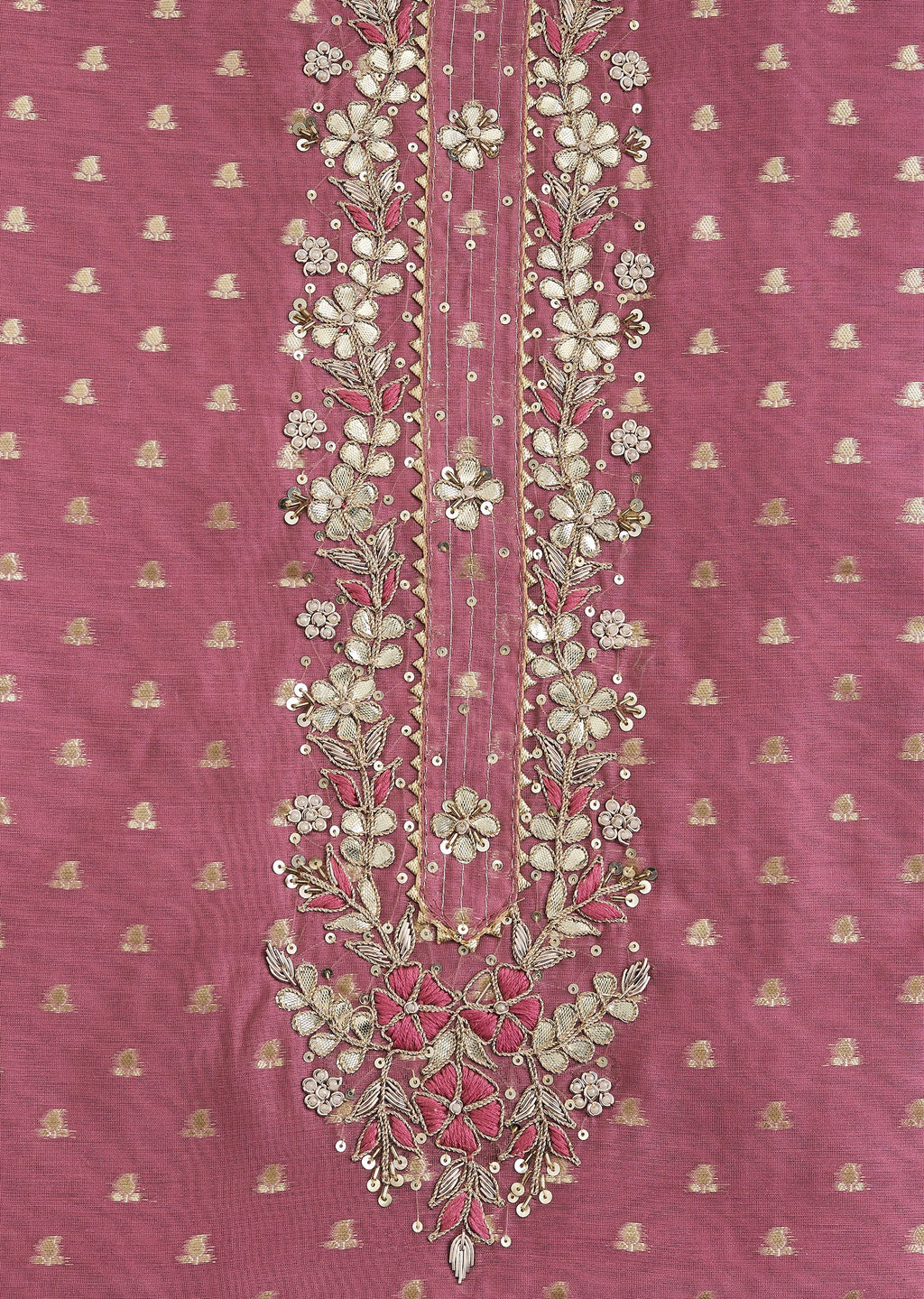 Lavender Chanderi Unstitched Suit