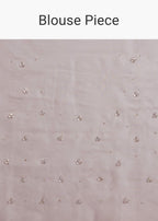 Lavender Shaded Glass Tissue Stone Embellished Saree With Cutdana And Beads