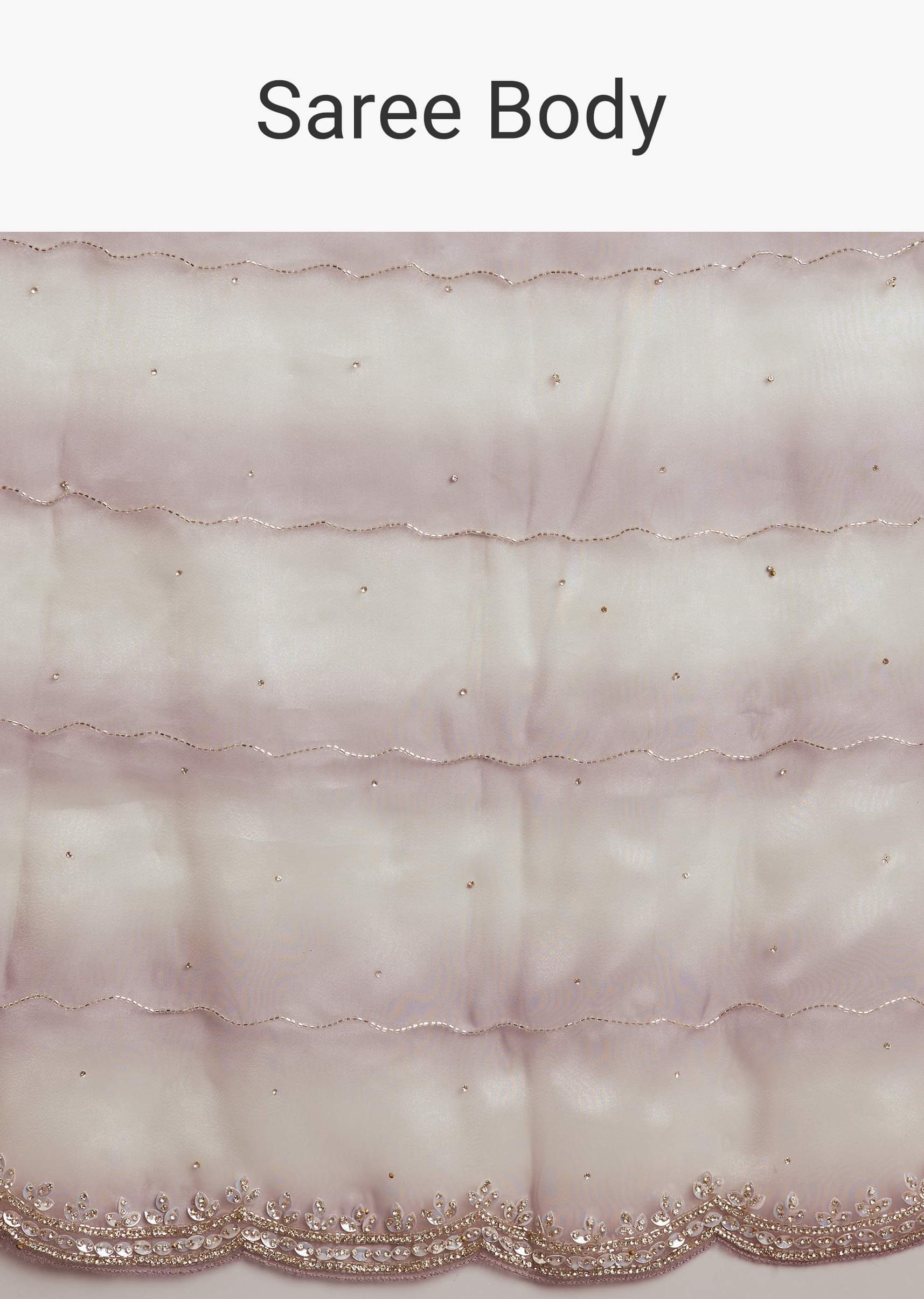 Lavender Shaded Glass Tissue Stone Embellished Saree With Cutdana And Beads