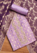 Lavender Tissue Embroidered Unstitched Suit Set