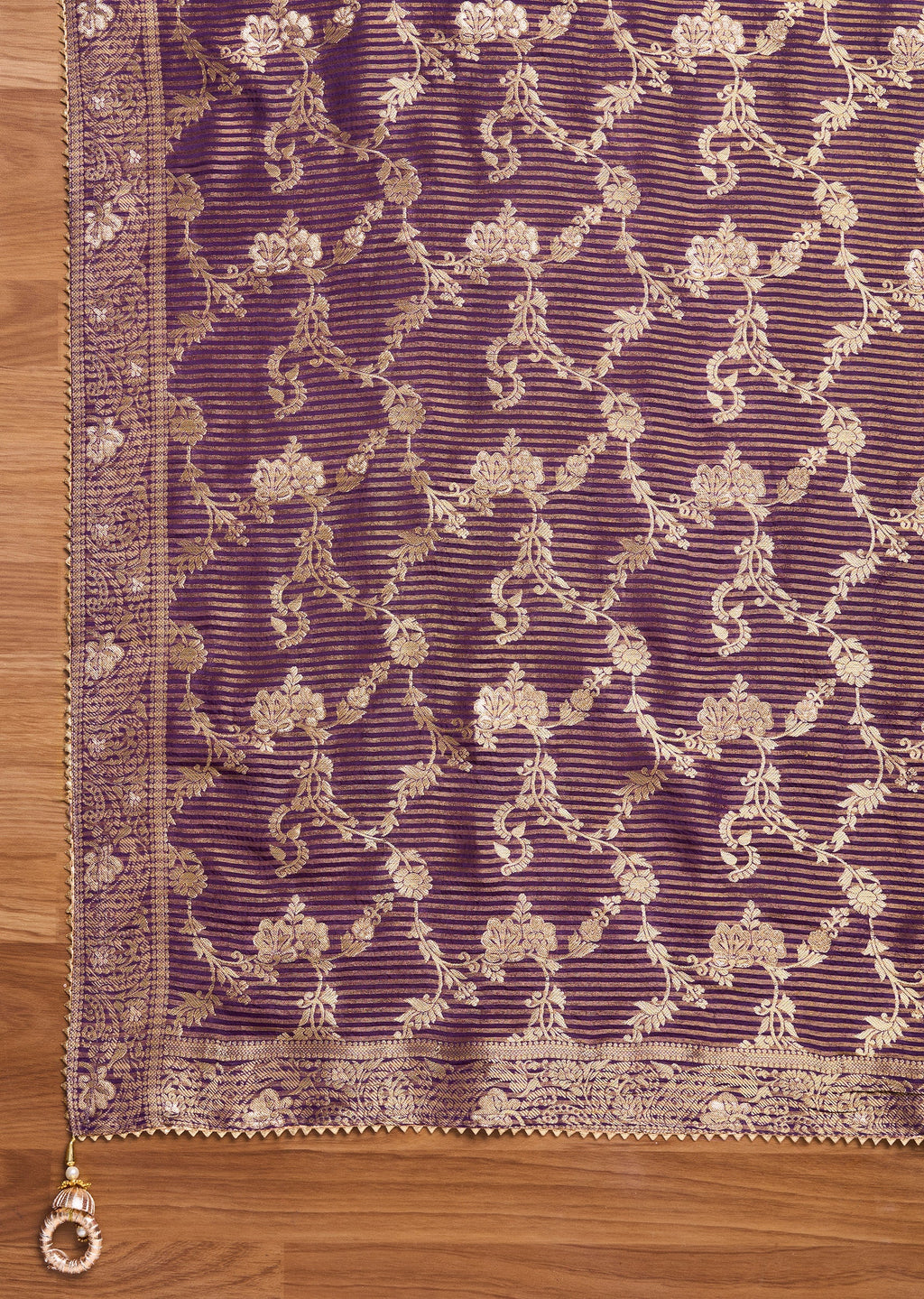 Lavender Tissue Embroidered Unstitched Suit Set