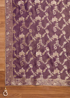 Lavender Tissue Embroidered Unstitched Suit Set