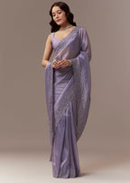 Lavender Tissue Saree With Cutdana And Sequin Embroidery