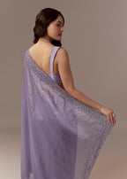 Lavender Tissue Saree With Cutdana And Sequin Embroidery