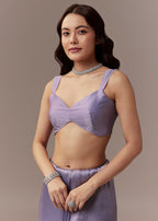Lavender Tissue Saree With Cutdana And Sequin Embroidery