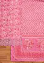 Light Pink Cotton Printed Unstitched Suit Set