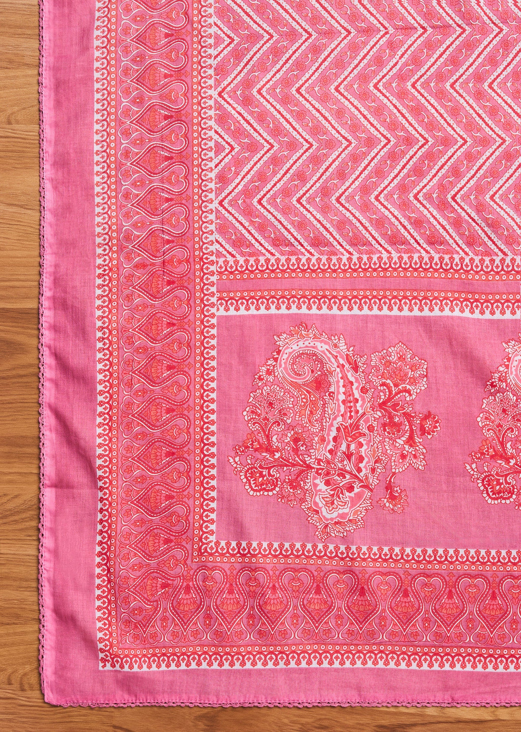 Light Pink Cotton Printed Unstitched Suit Set