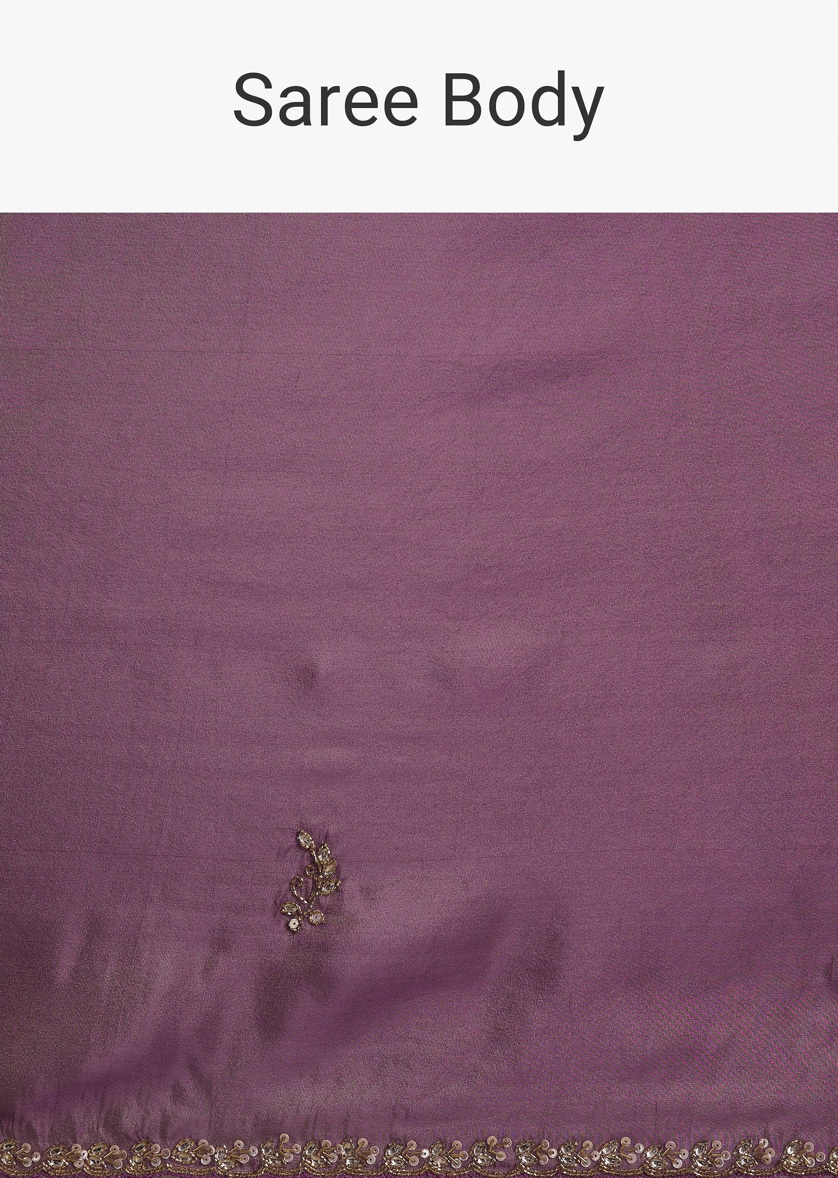 Lilac Tissue Saree With Cutdana Embroidery And Scallop Border