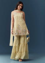 Lime Green Organza Kurta Sharara Set