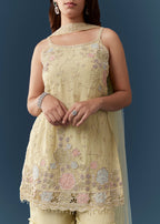 Lime Green Organza Kurta Sharara Set