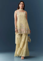 Lime Green Organza Kurta Sharara Set
