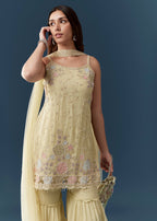 Lime Green Organza Kurta Sharara Set