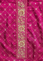 Magenta Chanderi Unstitched Suit With Dupatta