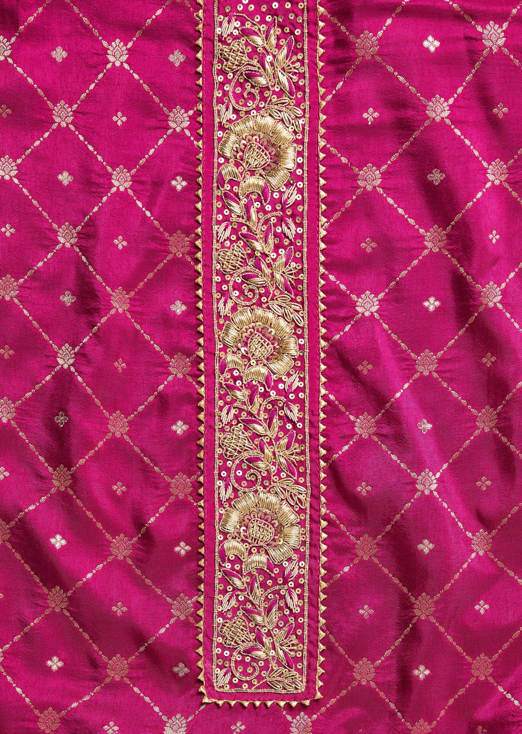 Magenta Chanderi Unstitched Suit With Dupatta