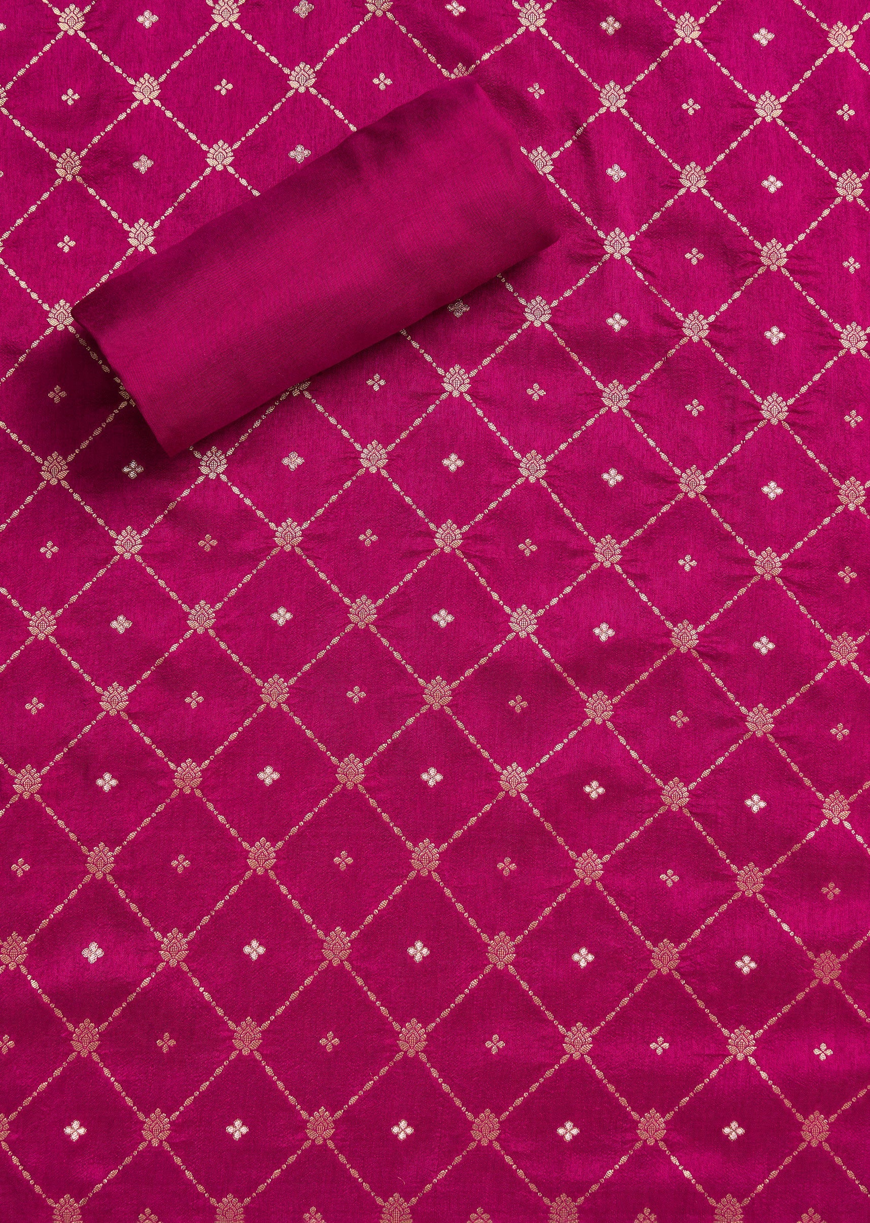 Magenta Chanderi Unstitched Suit With Dupatta